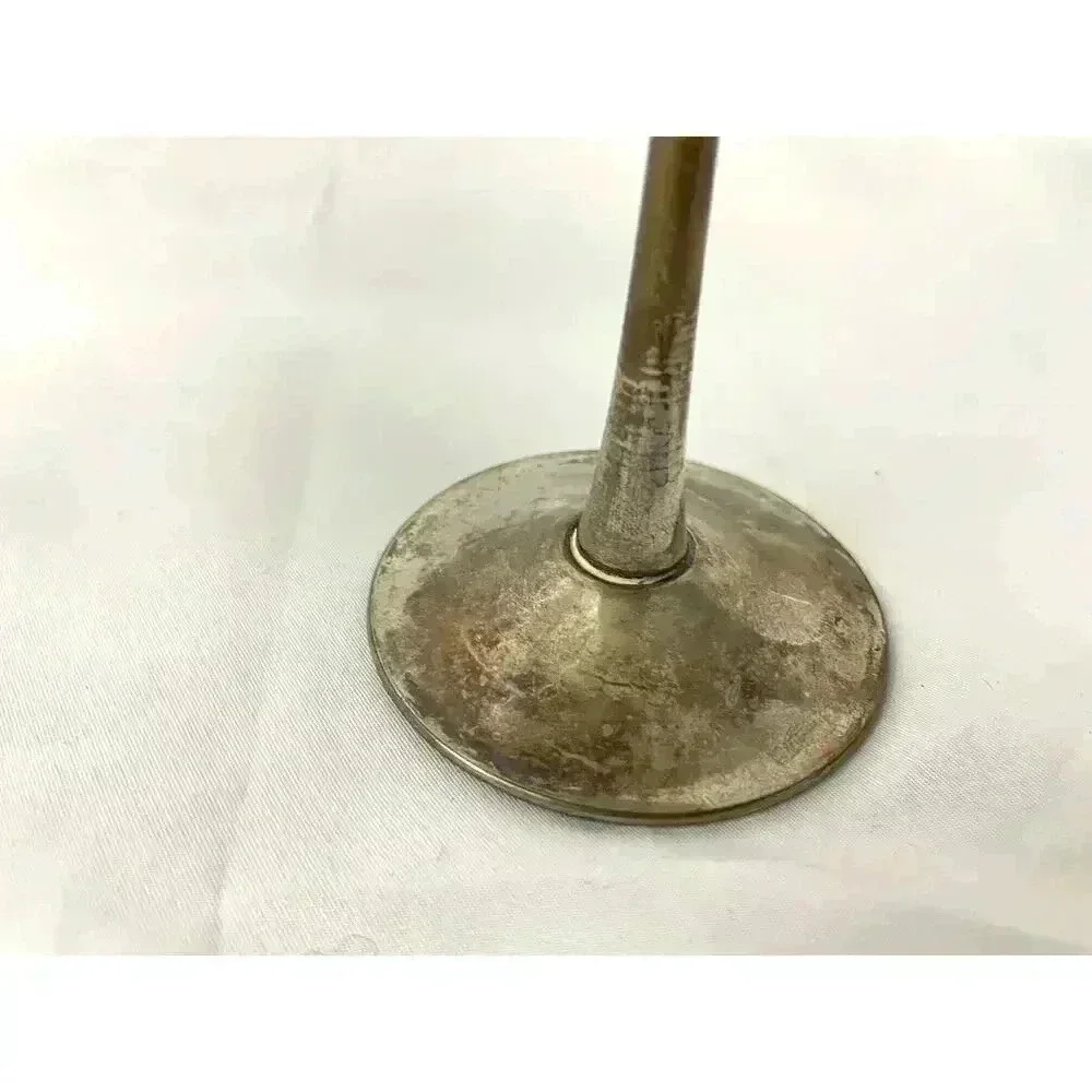 VTG Pair Leonard Silver‎ Toned Brass Tarnished Goblets Chalice